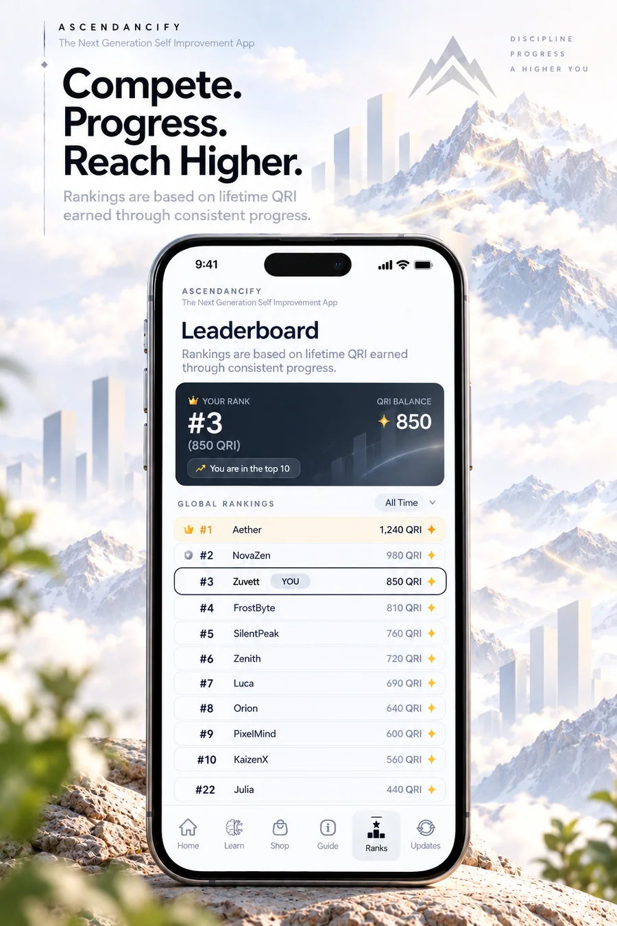 Ascendancify leaderboard preview with ranked app profiles
